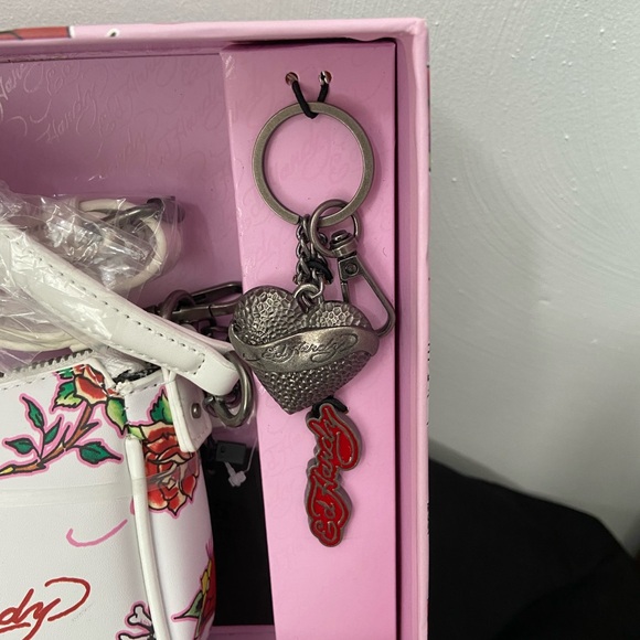 Ed Hardy White and Red Baguette with Heart and Rose - Picture 2 of 2